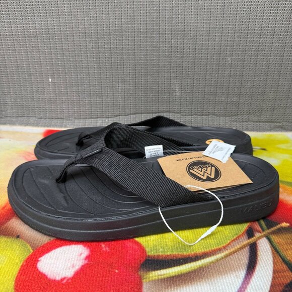Malibu Men\'s Black Flip Flops Sandals Size 11 Comfortable Beachwear